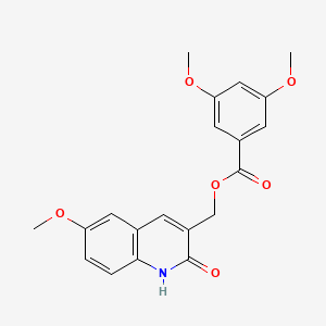 molecular formula C20H19NO6 B7699120 (2-hydroxy-6-methoxyquinolin-3-yl)methyl 3,5-dimethoxybenzoate 