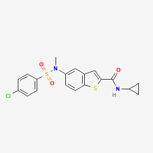 molecular formula C19H17ClN2O3S2 B7699132 5-(4-chloro-N-methylphenylsulfonamido)-N-cyclopropylbenzo[b]thiophene-2-carboxamide 