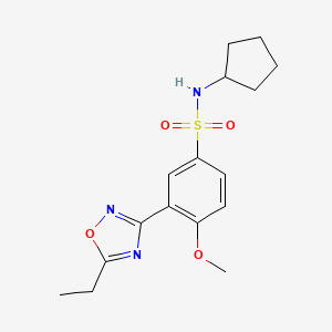 molecular formula C16H21N3O4S B7699197 N-cyclopentyl-3-(5-ethyl-1,2,4-oxadiazol-3-yl)-4-methoxybenzenesulfonamide 