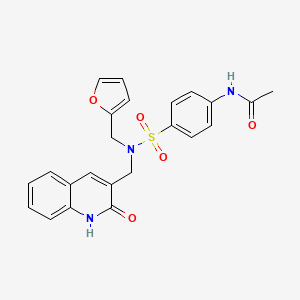 molecular formula C23H21N3O5S B7699229 N-(4-(N-(furan-2-ylmethyl)-N-((2-hydroxyquinolin-3-yl)methyl)sulfamoyl)phenyl)acetamide 