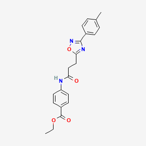 ethyl 4-(3-(3-(p-tolyl)-1,2,4-oxadiazol-5-yl)propanamido)benzoate