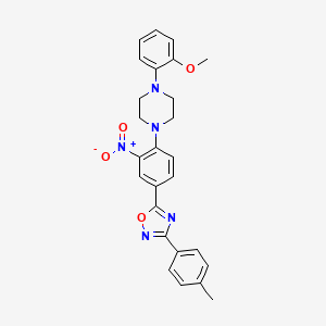 molecular formula C26H25N5O4 B7699235 5-(4-(4-(2-methoxyphenyl)piperazin-1-yl)-3-nitrophenyl)-3-(p-tolyl)-1,2,4-oxadiazole 