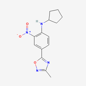 molecular formula C14H16N4O3 B7699238 N-cyclopentyl-4-(3-methyl-1,2,4-oxadiazol-5-yl)-2-nitroaniline 