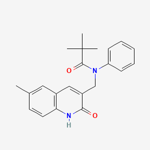 molecular formula C22H24N2O2 B7699277 N-((2-hydroxy-6-methylquinolin-3-yl)methyl)-N-phenylpivalamide 