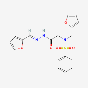 (E)-N-(furan-2-ylmethyl)-N-(2-(2-(furan-2-ylmethylene)hydrazinyl)-2-oxoethyl)benzenesulfonamide