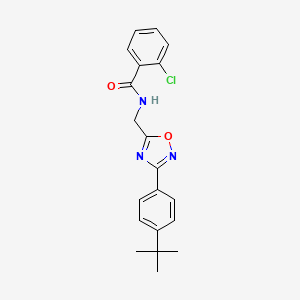 molecular formula C20H20ClN3O2 B7699299 N-((3-(4-(tert-butyl)phenyl)-1,2,4-oxadiazol-5-yl)methyl)-2-chlorobenzamide 