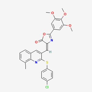 (E)-4-((2-((4-chlorophenyl)thio)-8-methylquinolin-3-yl)methylene)-2-(3,4,5-trimethoxyphenyl)oxazol-5(4H)-one