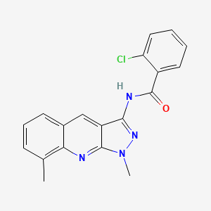 molecular formula C19H15ClN4O B7699327 2-chloro-N-(1,8-dimethyl-1H-pyrazolo[3,4-b]quinolin-3-yl)benzamide 