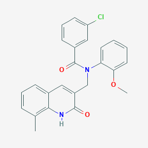 3-chloro-N-[(2-hydroxy-8-methylquinolin-3-yl)methyl]-N-(2-methoxyphenyl)benzamide