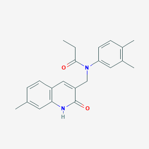 molecular formula C22H24N2O2 B7699363 N-(3,4-dimethylphenyl)-N-((2-hydroxy-7-methylquinolin-3-yl)methyl)propionamide 