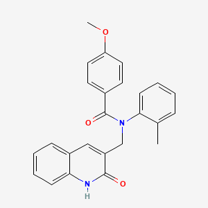 molecular formula C25H22N2O3 B7699378 N-((2-hydroxyquinolin-3-yl)methyl)-4-methoxy-N-(o-tolyl)benzamide 