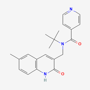 molecular formula C21H23N3O2 B7699385 N-(tert-butyl)-N-((2-hydroxy-6-methylquinolin-3-yl)methyl)isonicotinamide 