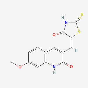 molecular formula C14H10N2O3S2 B7699386 (5E)-5-[(7-methoxy-2-oxo-1H-quinolin-3-yl)methylidene]-2-sulfanylidene-1,3-thiazolidin-4-one 