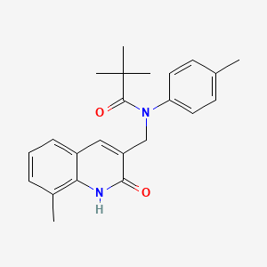 molecular formula C23H26N2O2 B7699413 N-((2-hydroxy-8-methylquinolin-3-yl)methyl)-N-(p-tolyl)pivalamide 