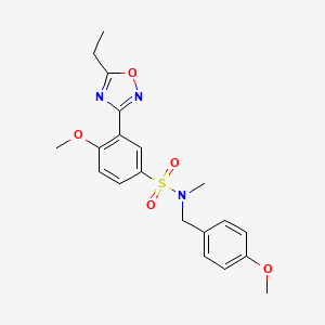 molecular formula C20H23N3O5S B7699427 3-(5-ethyl-1,2,4-oxadiazol-3-yl)-4-methoxy-N-(4-methoxybenzyl)-N-methylbenzenesulfonamide 