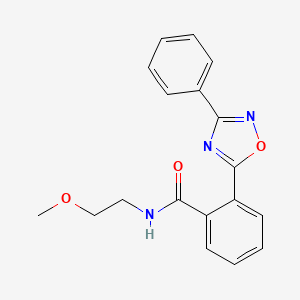 molecular formula C18H17N3O3 B7699432 N-(2-methoxyethyl)-2-(3-phenyl-1,2,4-oxadiazol-5-yl)benzamide 