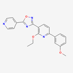 molecular formula C21H18N4O3 B7699433 3-(2-ethoxy-6-(3-methoxyphenyl)pyridin-3-yl)-5-(pyridin-4-yl)-1,2,4-oxadiazole 