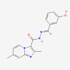 molecular formula C17H16N4O2 B7699453 (E)-N'-(3-hydroxybenzylidene)-2,7-dimethylimidazo[1,2-a]pyridine-3-carbohydrazide 