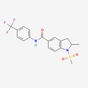 molecular formula C18H17F3N2O3S B7699474 1-methanesulfonyl-2-methyl-N-[4-(trifluoromethyl)phenyl]-2,3-dihydro-1H-indole-5-carboxamide 