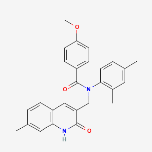 molecular formula C27H26N2O3 B7699541 N-(2,4-dimethylphenyl)-N-((2-hydroxy-7-methylquinolin-3-yl)methyl)-4-methoxybenzamide 