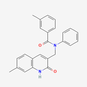 molecular formula C25H22N2O2 B7699562 N-((2-hydroxy-7-methylquinolin-3-yl)methyl)-3-methyl-N-phenylbenzamide 