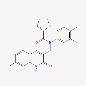 N-(3,4-dimethylphenyl)-N-((2-hydroxy-7-methylquinolin-3-yl)methyl)thiophene-2-carboxamide