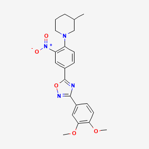 molecular formula C22H24N4O5 B7699604 3-(3,4-dimethoxyphenyl)-5-(4-(3-methylpiperidin-1-yl)-3-nitrophenyl)-1,2,4-oxadiazole 