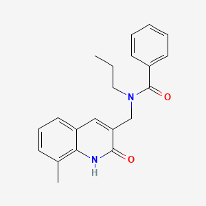 molecular formula C21H22N2O2 B7699654 N-((2-hydroxy-8-methylquinolin-3-yl)methyl)-N-propylbenzamide 