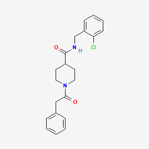 molecular formula C21H23ClN2O2 B7699662 N-[(2-chlorophenyl)methyl]-1-(2-phenylacetyl)piperidine-4-carboxamide 