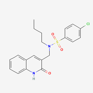 molecular formula C20H21ClN2O3S B7699678 N-butyl-4-chloro-N-((2-hydroxyquinolin-3-yl)methyl)benzenesulfonamide 