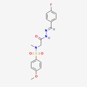 molecular formula C17H18FN3O4S B7699721 N-{2-[(2E)-2-(4-fluorobenzylidene)hydrazinyl]-2-oxoethyl}-4-methoxy-N-methylbenzenesulfonamide (non-preferred name) 