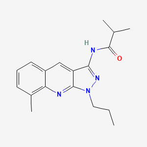 molecular formula C18H22N4O B7699734 N-(8-methyl-1-propyl-1H-pyrazolo[3,4-b]quinolin-3-yl)isobutyramide 