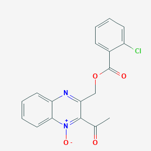 molecular formula C18H13ClN2O4 B7699768 (3-Acetyl-4-oxidoquinoxalin-4-ium-2-yl)methyl 2-chlorobenzoate CAS No. 850231-59-3