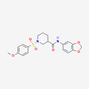 molecular formula C20H22N2O6S B7699781 1-(4-methoxybenzenesulfonyl)-N-[(pyridin-4-yl)methyl]piperidine-3-carboxamide 