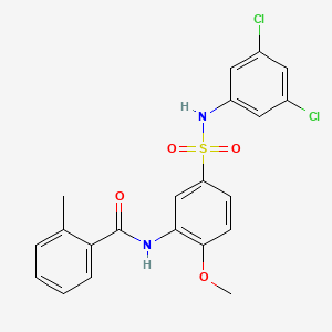 molecular formula C21H18Cl2N2O4S B7699856 N-(5-(N-(3,5-dichlorophenyl)sulfamoyl)-2-methoxyphenyl)-2-methylbenzamide 