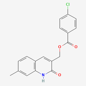 molecular formula C18H14ClNO3 B7699883 (2-hydroxy-7-methylquinolin-3-yl)methyl 4-chlorobenzoate 