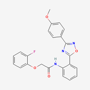 molecular formula C23H18FN3O4 B7699910 2-(2-fluorophenoxy)-N-(2-(3-(4-methoxyphenyl)-1,2,4-oxadiazol-5-yl)phenyl)acetamide 