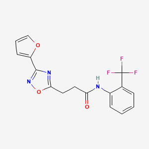 molecular formula C16H12F3N3O3 B7699940 3-(3-(furan-2-yl)-1,2,4-oxadiazol-5-yl)-N-(2-(trifluoromethyl)phenyl)propanamide 