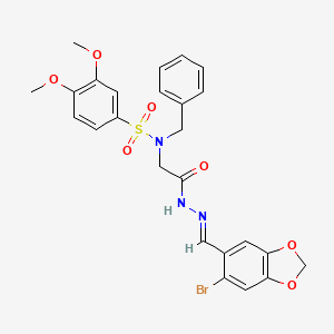 (E)-N-benzyl-N-(2-(2-((6-bromobenzo[d][1,3]dioxol-5-yl)methylene)hydrazinyl)-2-oxoethyl)-3,4-dimethoxybenzenesulfonamide