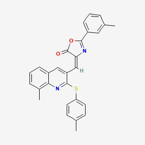 (E)-4-((8-methyl-2-(p-tolylthio)quinolin-3-yl)methylene)-2-(m-tolyl)oxazol-5(4H)-one