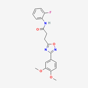 molecular formula C19H18FN3O4 B7699991 3-[3-(3,4-dimethoxyphenyl)-1,2,4-oxadiazol-5-yl]-N-(2-fluorophenyl)propanamide 