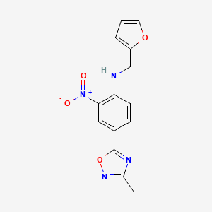 molecular formula C14H12N4O4 B7700010 N-(furan-2-ylmethyl)-4-(3-methyl-1,2,4-oxadiazol-5-yl)-2-nitroaniline 