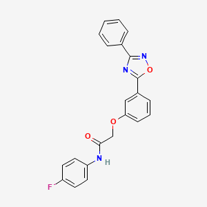 molecular formula C22H16FN3O3 B7700062 N-(4-fluorophenyl)-2-(3-(3-phenyl-1,2,4-oxadiazol-5-yl)phenoxy)acetamide 