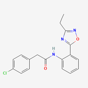 molecular formula C18H16ClN3O2 B7700104 2-(4-chlorophenyl)-N-(2-(3-ethyl-1,2,4-oxadiazol-5-yl)phenyl)acetamide 