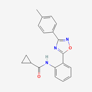 N-(2-(3-(p-tolyl)-1,2,4-oxadiazol-5-yl)phenyl)cyclopropanecarboxamide