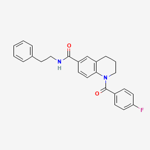 molecular formula C25H23FN2O2 B7700131 1-(4-fluorobenzoyl)-N-phenethyl-1,2,3,4-tetrahydroquinoline-6-carboxamide 