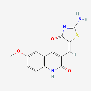 molecular formula C14H11N3O3S B7700136 (E)-5-((2-hydroxy-6-methoxyquinolin-3-yl)methylene)-2-iminothiazolidin-4-one 