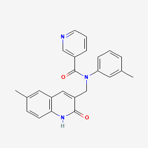 molecular formula C24H21N3O2 B7700139 N-((2-hydroxy-6-methylquinolin-3-yl)methyl)-N-(m-tolyl)nicotinamide 