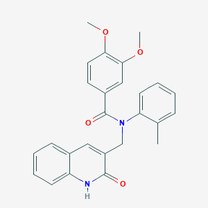 molecular formula C26H24N2O4 B7700143 N-((2-hydroxyquinolin-3-yl)methyl)-3,4-dimethoxy-N-(o-tolyl)benzamide 