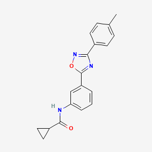 N-(3-(3-(p-tolyl)-1,2,4-oxadiazol-5-yl)phenyl)cyclopropanecarboxamide